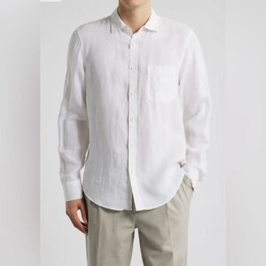 Toscano Aqua Men's Classic White Linen Button Down Shirt Size XL